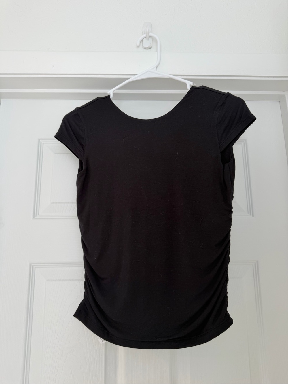 Classic Black Short Sleeve Ruched Tee